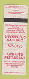 Matchbook Cover - Griffin's Restaurant Raleigh NC
