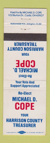 Matchbook Cover - Michael Cope Harrison County Treasurer Election Cadiz OH
