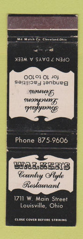 Matchbook Cover - Walker's Country Style Restaurants Uniontown Louisville OH
