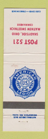 Matchbook Cover - American Legion Post 521 Shadyside OH WEAR