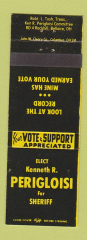 Matchbook Cover - Kenneth Perigloisi Sheriff Election Bellaire OH