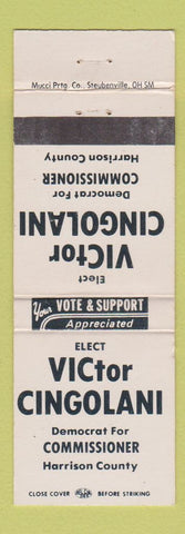 Matchbook Cover - Victor Cingolani Harrison County Commissioner Election OH