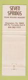Matchbook Cover - Seven Springs Resort Champion PA