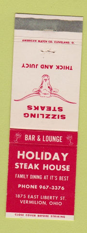 Matchbook Cover - Holiday Steak House Vermilion OH