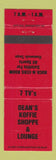 Matchbook Cover - Dean's Koffie Shoppe Lounge