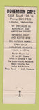 Matchbook Cover - Bohemian Cafe Omaha NE WEAR