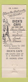 Matchbook Cover - Dick's Cafe Gift Shop St George UT