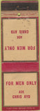 Matchbook Cover - For Men Only Clothing Cooks St Paul MN