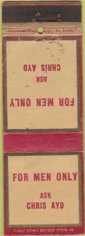 Matchbook Cover - For Men Only Clothing Cooks St Paul MN