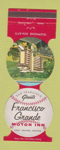 Matchbook Cover - San Francisco Giants Baseball Motor Inn Casa Grande AZ