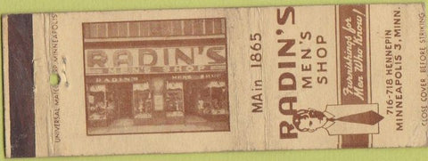 Matchbook Cover - Radin's Men's Shop Minneapolis MN