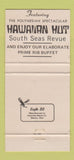 Matchbook Cover - Hawaiian Hut Waikiki Hawaii Tiki WEAR 30 Strike