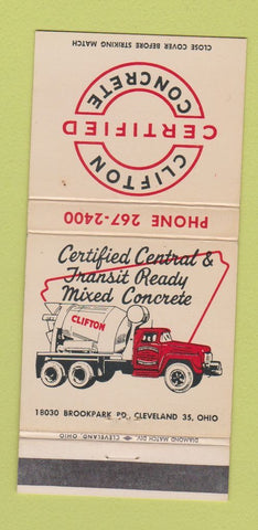 Matchbook Cover - Clifton Concrete Cleveland OH 30 Strike