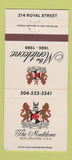 Matchbook Cover - Monteleone Hotel New Orelans LA 1986 30 Strike