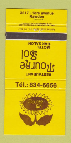 Matchbook Cover - Restaurant Tourne Sol Motel Rawdon QC 30 Strike