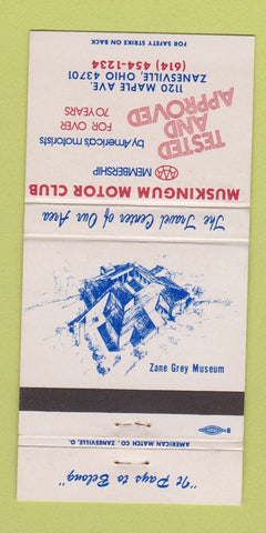 Matchbook Cover - Muskingum Motor Club Zanesville OH 30 Strike