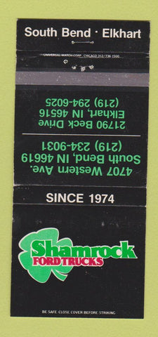 Matchbook Cover - Shamrock Ford Trucks South Bend Elkhart IN WEAR 30 Strike