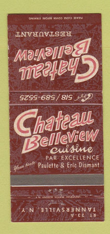 Matchbook Cover - Chateau Belleview Restaurant Tannersville NY 30 Strike
