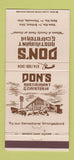 Matchbook Cover - Don's Restaurant Brilliant OH Tiltonsville 30 Strike