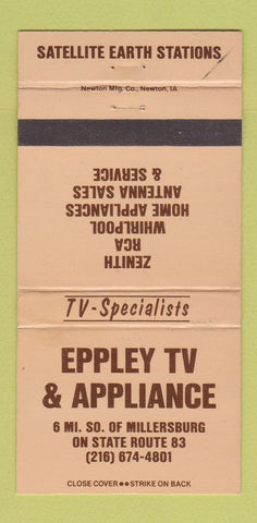 Matchbook Cover - Eppley TV & Appliance Millersburg OH 30 Strike
