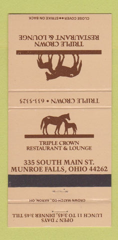 Matchbook Cover - Triple Crown Restaurant Lounge Munroe Falls OH 30 Strike