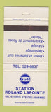 Matchbook Cover - Gulf oil gas Roland Lapointe Ste Foy QC WEAR 30 Strike