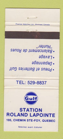 Matchbook Cover - Gulf oil gas Roland Lapointe Ste Foy QC WEAR 30 Strike