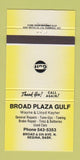Matchbook Cover - Gulf oil gas Broad Plaza Regina SK YELLOW 30 Strike