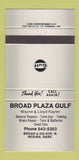 Matchbook Cover - Gulf oil gas Broad Plaza Regina SK GRAY 30 Strike