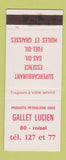 Matchbook Cover - Gallet Lucien oil gas France SAMPLE WEAR