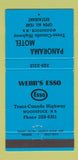 Matchbook Cover - Esso oil gas Webb's Panorama Motel Woodstock NB 30 Strike