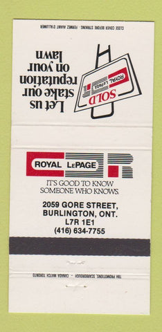 Matchbook Cover - Royal LePage Real Estate Burlington ON 30 Strike