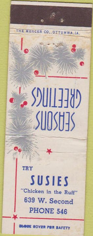Matchbook Cover - Susies Chicken in the Ruff Xmas no town