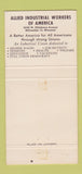 Matchbook Cover - Allied Industrial Workers Union Milwaukee WI 30 Strike