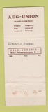 Matchbook Cover - AEG Union Stoves Germany WEAR