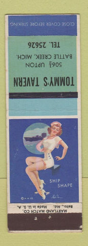 Matchbook Cover - Tommy's Tavern Battle Creek MI WWII pinup
