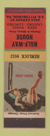 Matchbook Cover - Half Way House Pittsburgh PA pinup