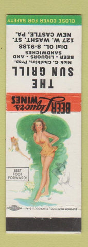 Matchbook Cover - The Sun Grill New Castle PA pinup