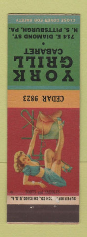 Matchbook Cover - York Grill Cabaret Pittsburgh PA pinup