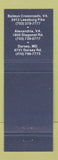 Matchbook Cover - Joe Theismann's football Alexandria Baileys Crossroads VA BLUE