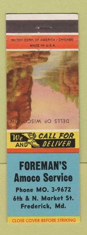 Matchbook Cover - Foreman's Amoco oil gas Frederick MD