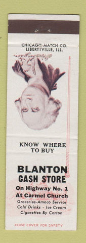 Matchbook Cover - Blanton Cash Store Amoco oil gas Carmel Church VA
