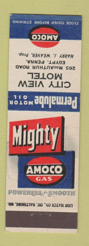 Matchbook Cover - Amoco oil gas City View Motel Egypt PA