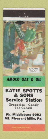 Matchbook Cover - Katie Spotts oil gas Amoco Mount Pleasant Mills PA