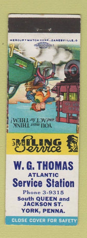Matchbook Cover - WG Thomas Atlantic oil gas York PA