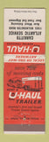 Matchbook Cover - U-Haul Trailer Carkitto Atlantic oil gas WEAR