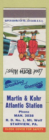 Matchbook Cover - Martin Kohr Atlantic oil gas Starview PA
