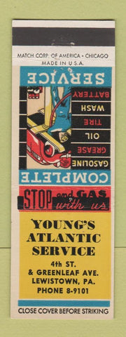 Matchbook Cover - Young's Atlantic oil gas Lewistown PA