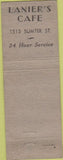 Matchbook Cover - Lanier's Lunch Cafe Columbia SC