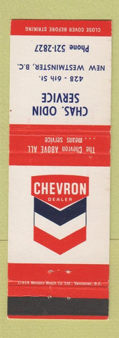 Matchbook Cover - Chevron oil gas Chas Odin New Westminster BC